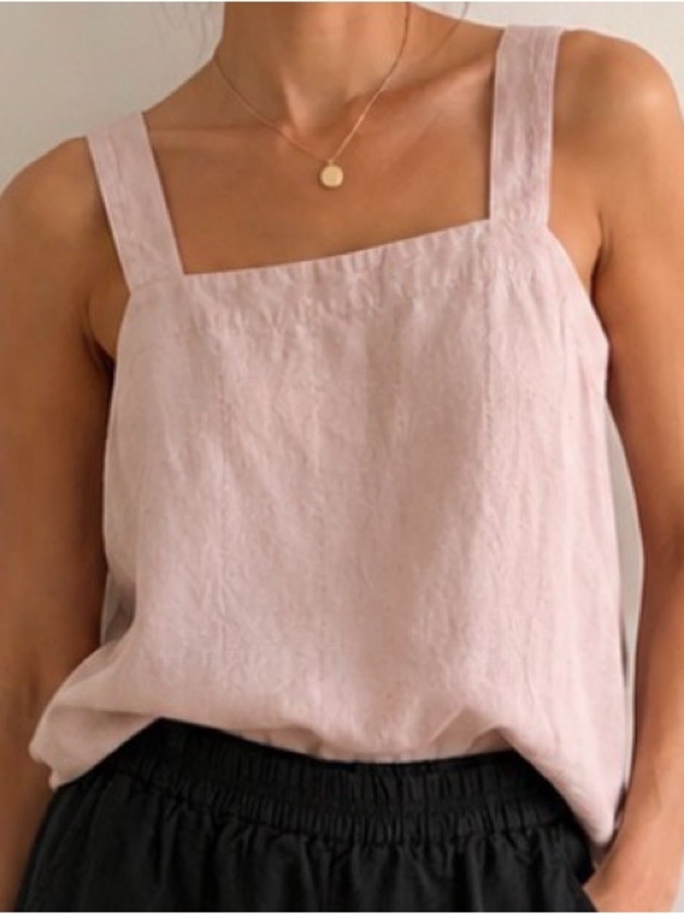 LIZ CLAIBORNE Pink and Gold Linen and Cotton Boxy Tank Size S-M